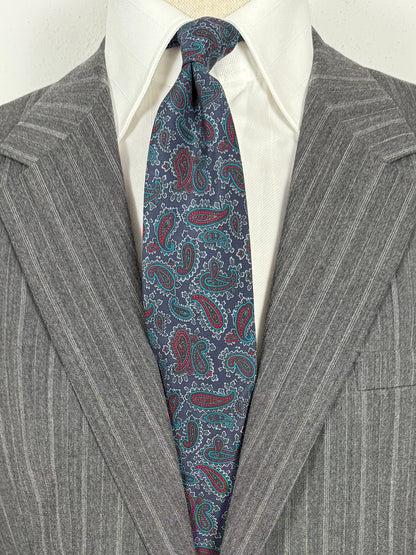 Cravatta in crêpe paisley blu