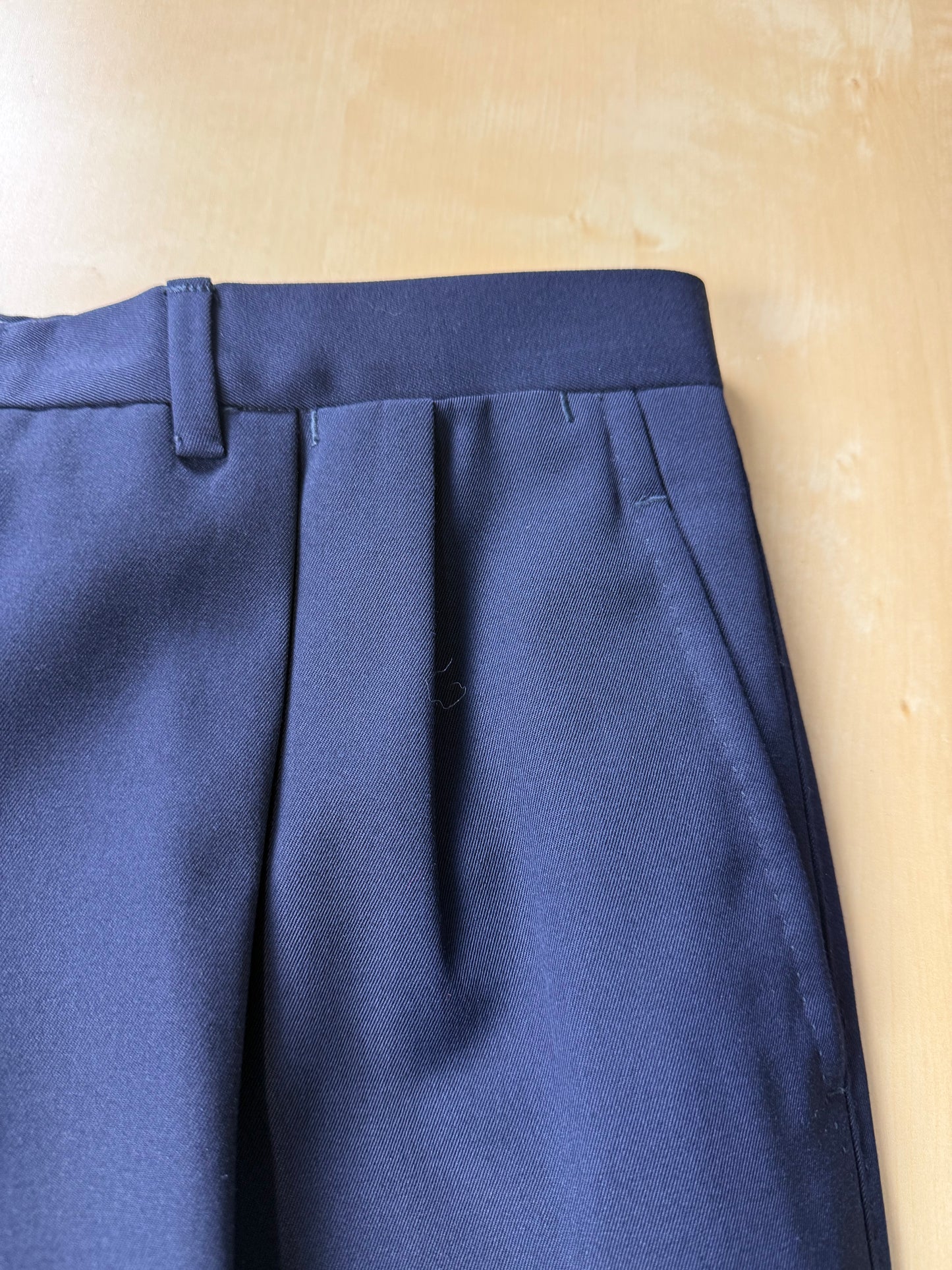 Completo doppiopetto anni '70/'80 twill lana pettinata blu - tg. 48
