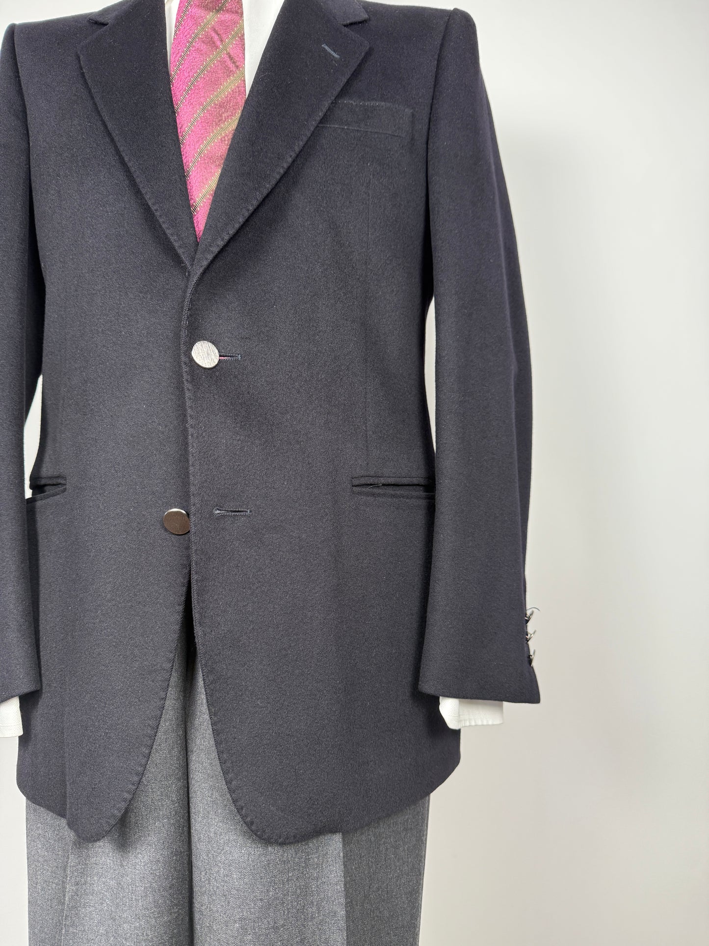 Blazer anni ‘80 in cashmere e lana blu - tg. 48