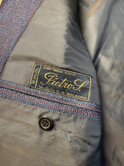 Completo sartoriale anni ‘70 rosso e blu sale-pepe - tg. 50