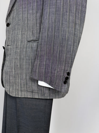 Giacca anni '70/'80 puro lino grigio a righe - tg. 50