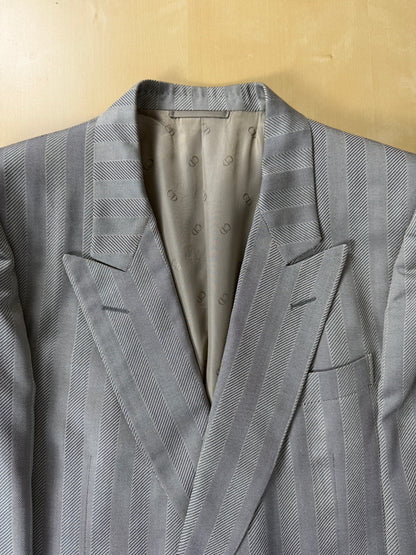 Giacca doppiopetto Christian Dior anni '70/'80 lana e seta chevrons - tg. 52 lunga