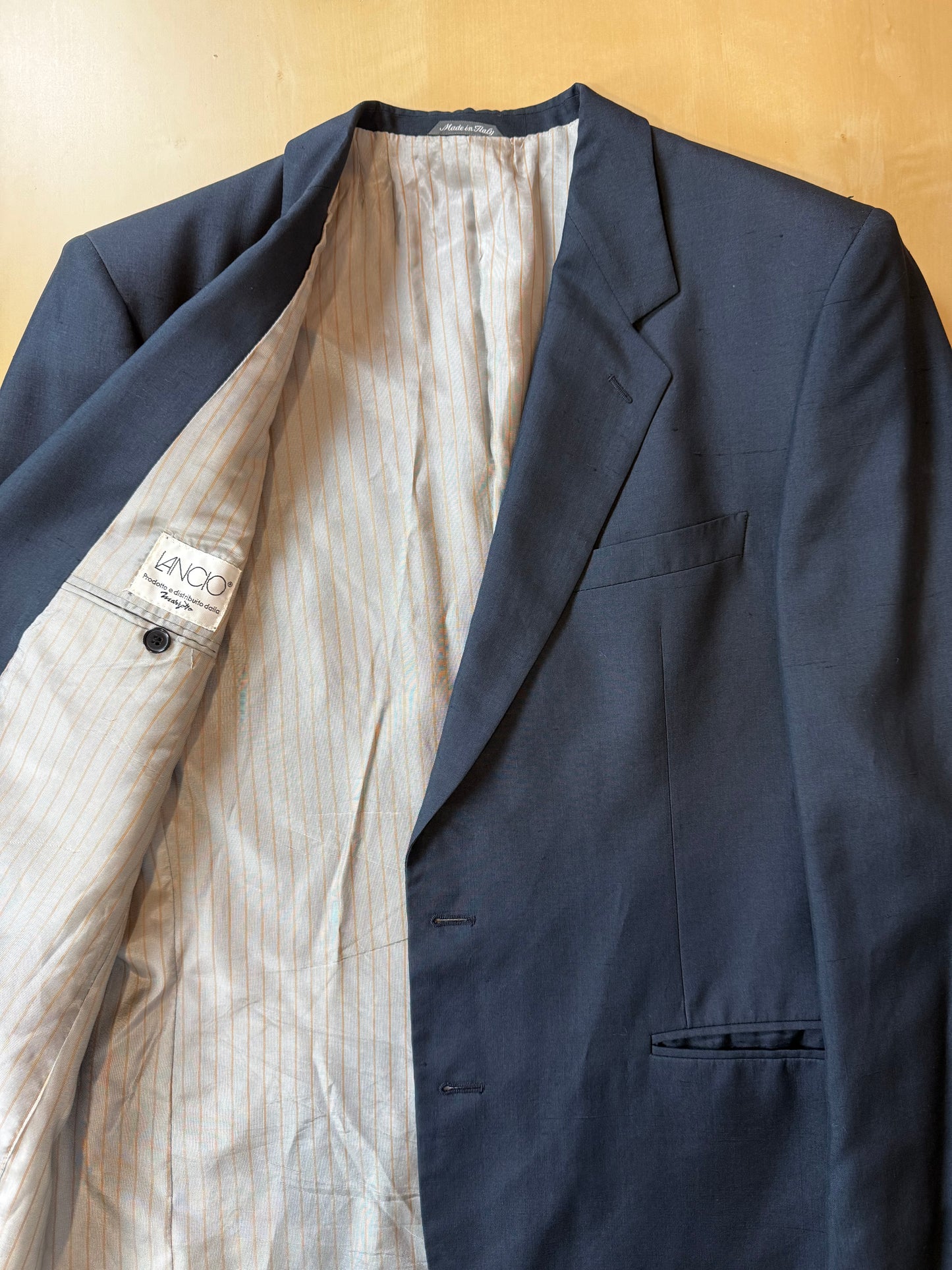 Giacca anni '80 seta shantung blu petrolio - tg. 52/54