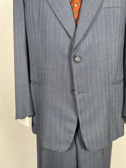 Completo sartoriale anni ‘60/'70 in grisaglia color carta da zucchero gessato - tg. 50/52