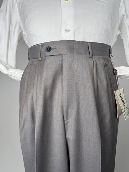 Pantaloni anni '80 NOS fresco lana grigio-verde (4 pinces!) - tg. 44/46