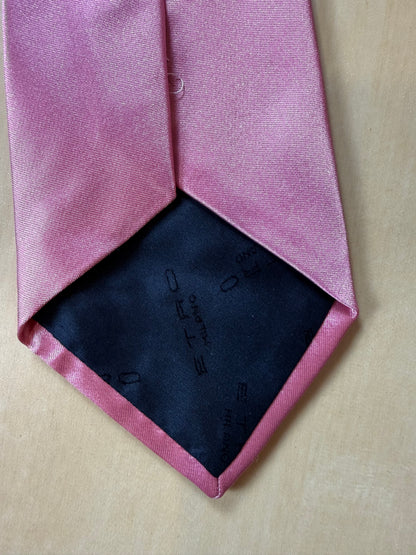 Cravatta Etro raso rosa tinta unita