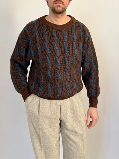 Maglione vintage a trecce in lana e mohair - L