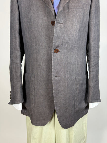 Giacca Cantarelli puro lino marrone herringbone - tg. 50