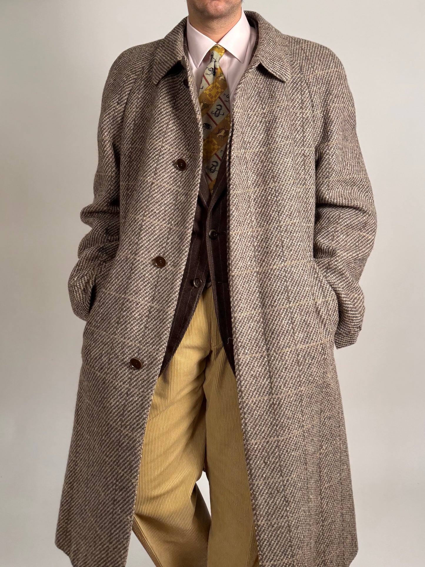 Cappotto raglan anni ‘80 tweed finestrato - tg. 54-56