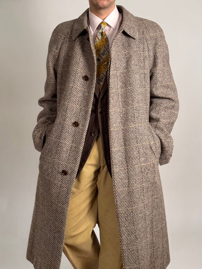 Cappotto raglan anni ‘80 tweed finestrato - tg. 54-56