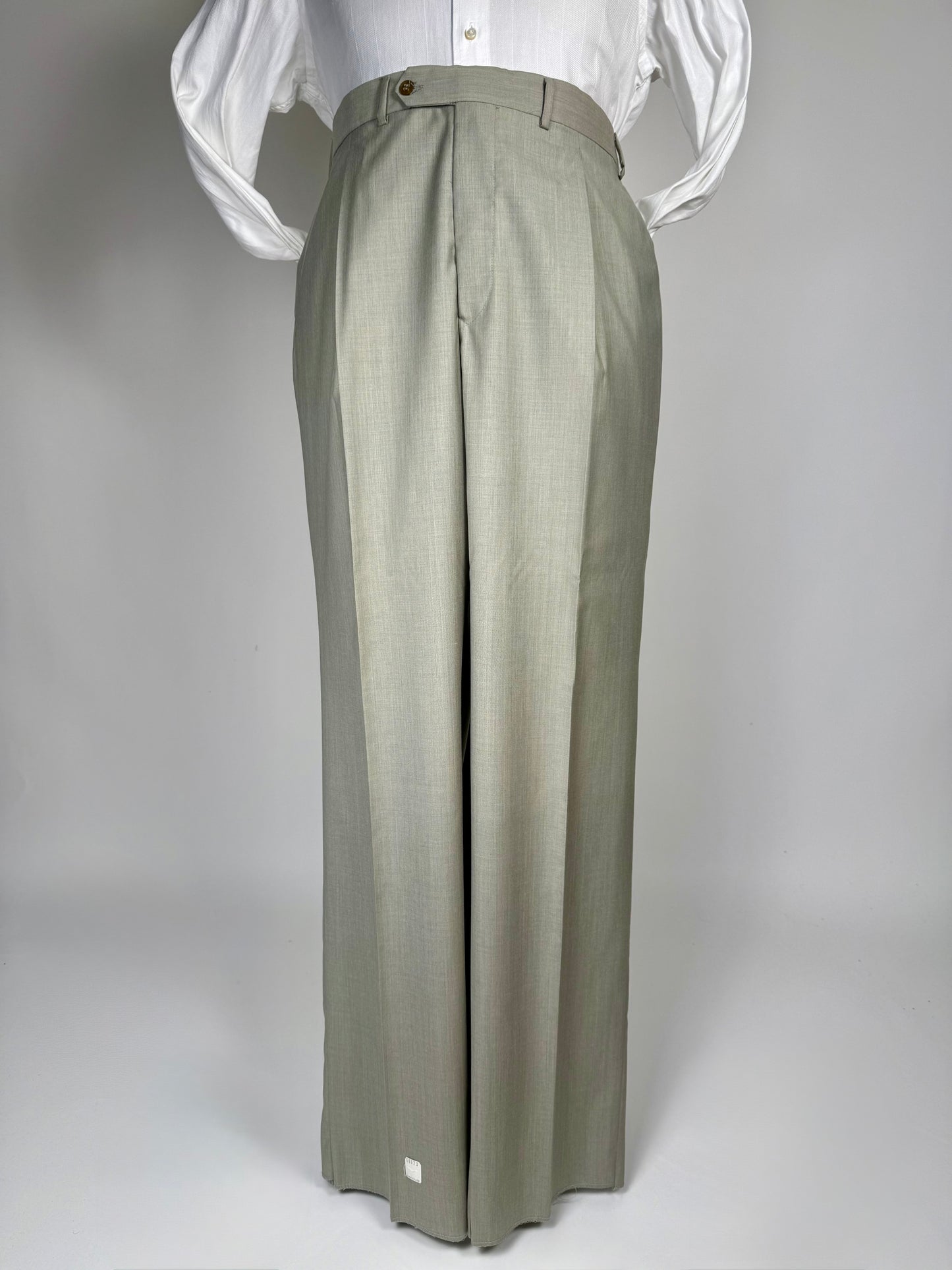 Completo fresco lana verde salvia anni '80 (NOS) - tg. 58 drop 4