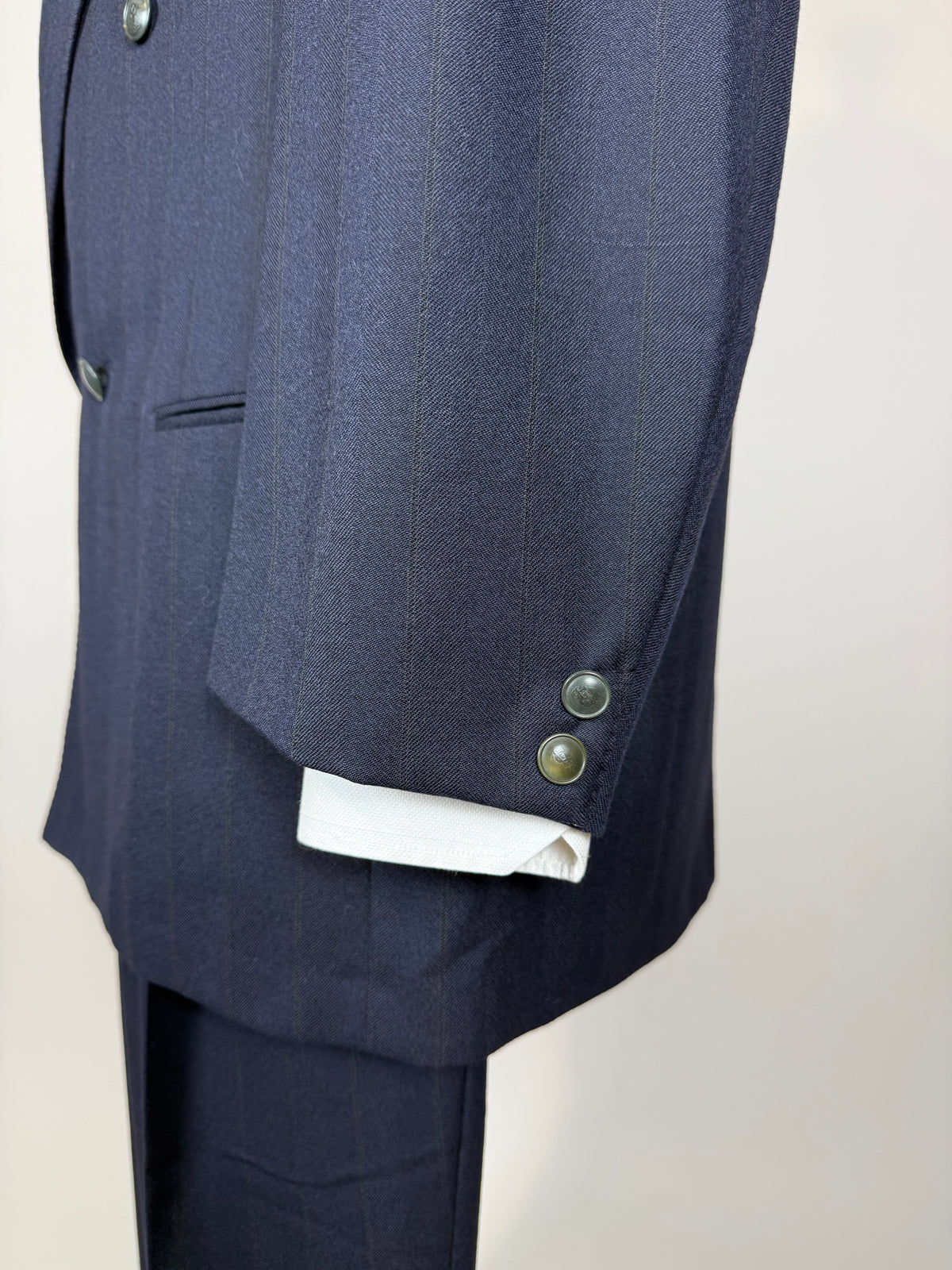 Completo doppiopetto Yves Saint Laurent anni '80 flanella blu - tg. 54/56