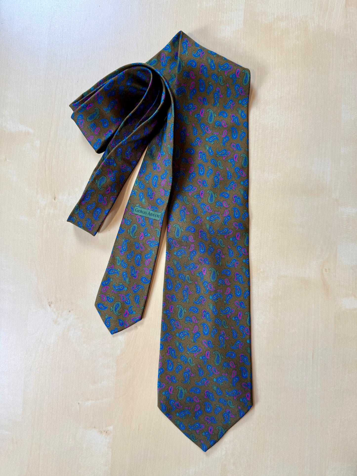 Cravatta Armani vintage paisley cachi