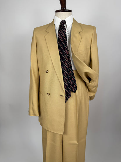 Completo doppiopetto estivo anni ‘70 in misto lino beige - tg. 44/46