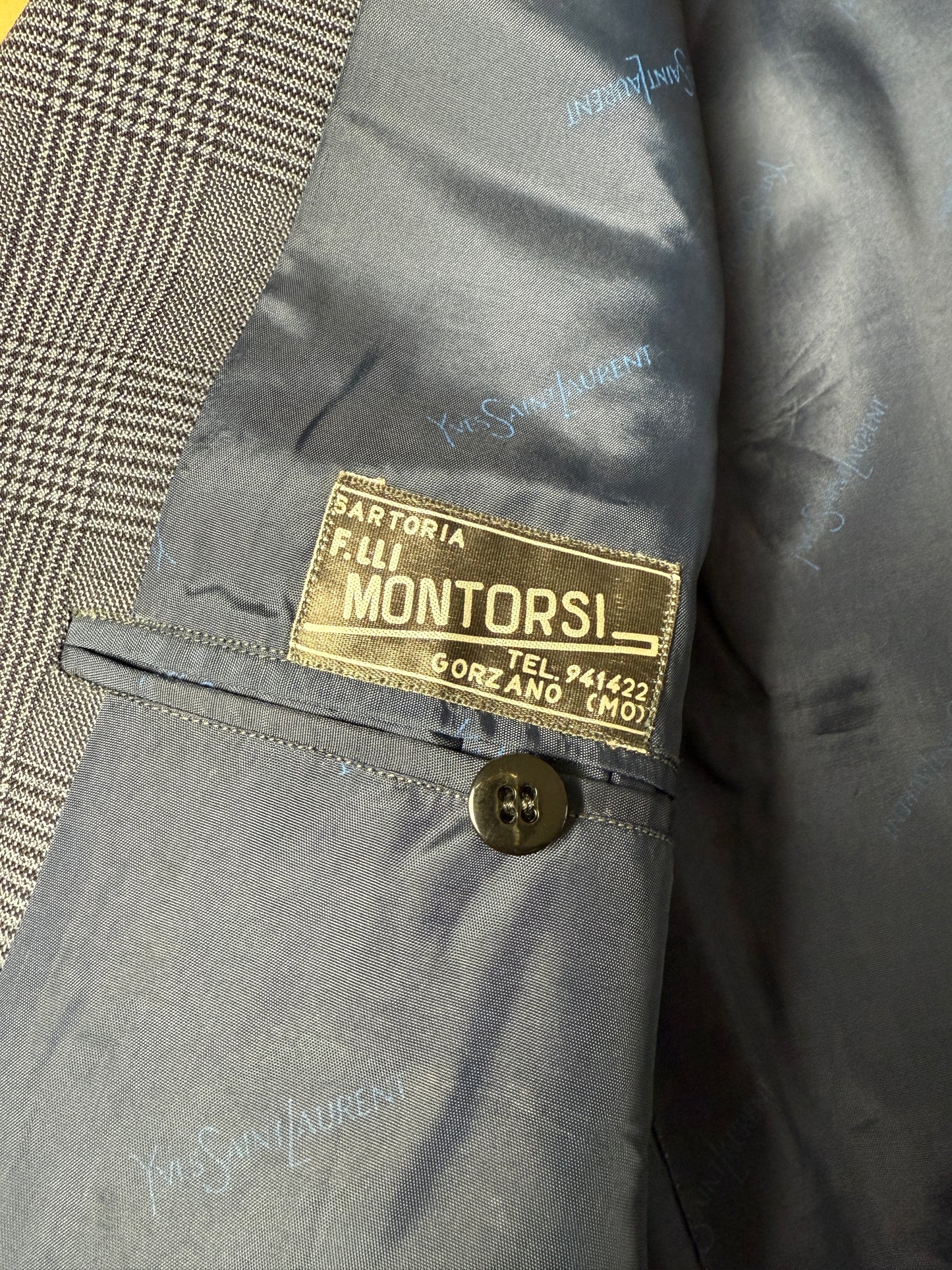 Giacca + panciotto sartoriali anni ‘70 principe di Galles - tg. 54 drop basso