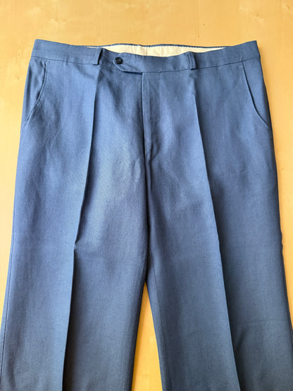 Pantalone anni ‘70 in lino e viscosa blu cobalto - tg. 50