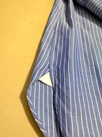 Camicia Ermenegildo Zegna Gritti blu riga in twill ritorto - L collo 42