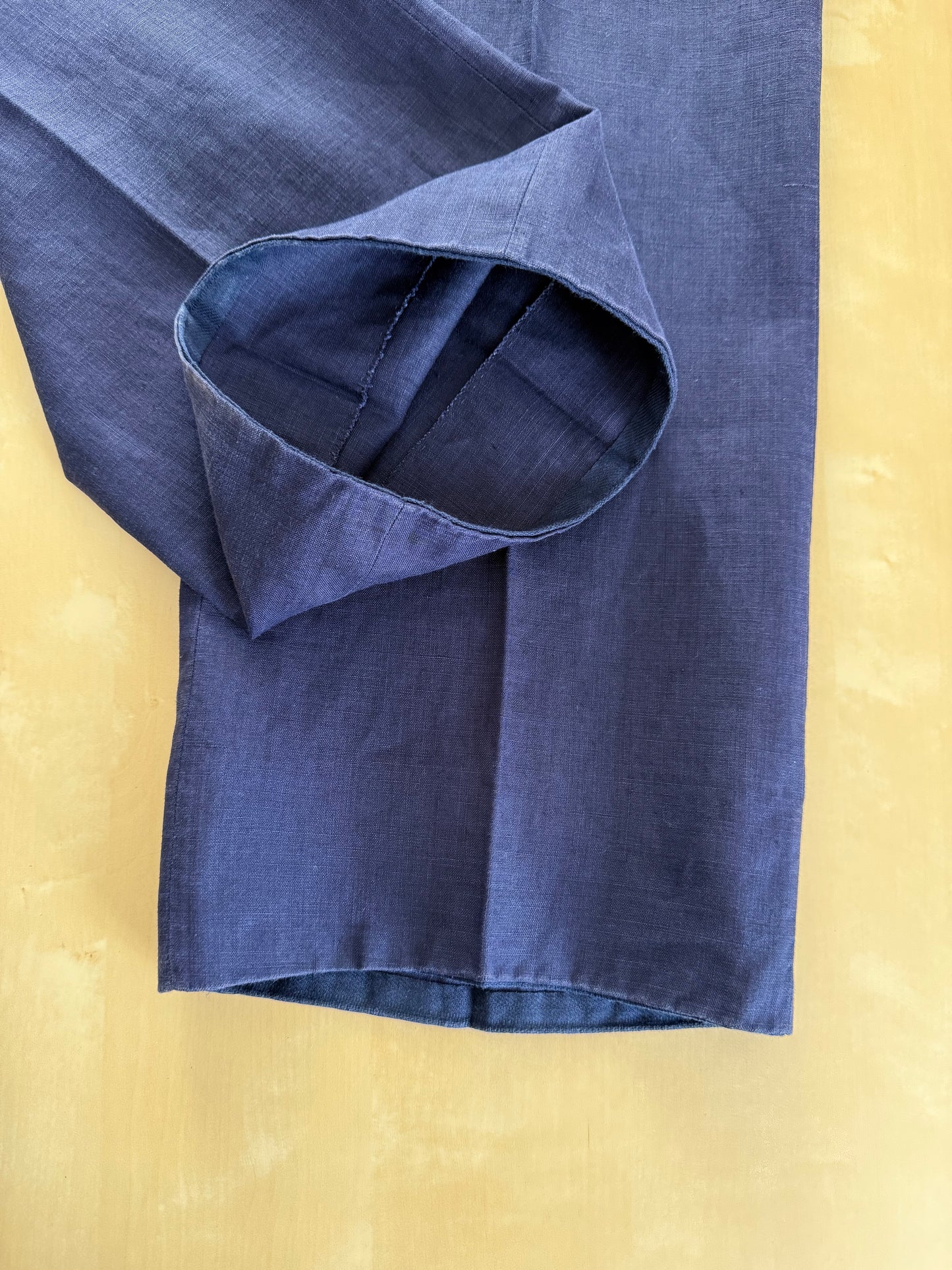 Completo sartoriale anni '70 in lino blu stile workwear - tg. 54