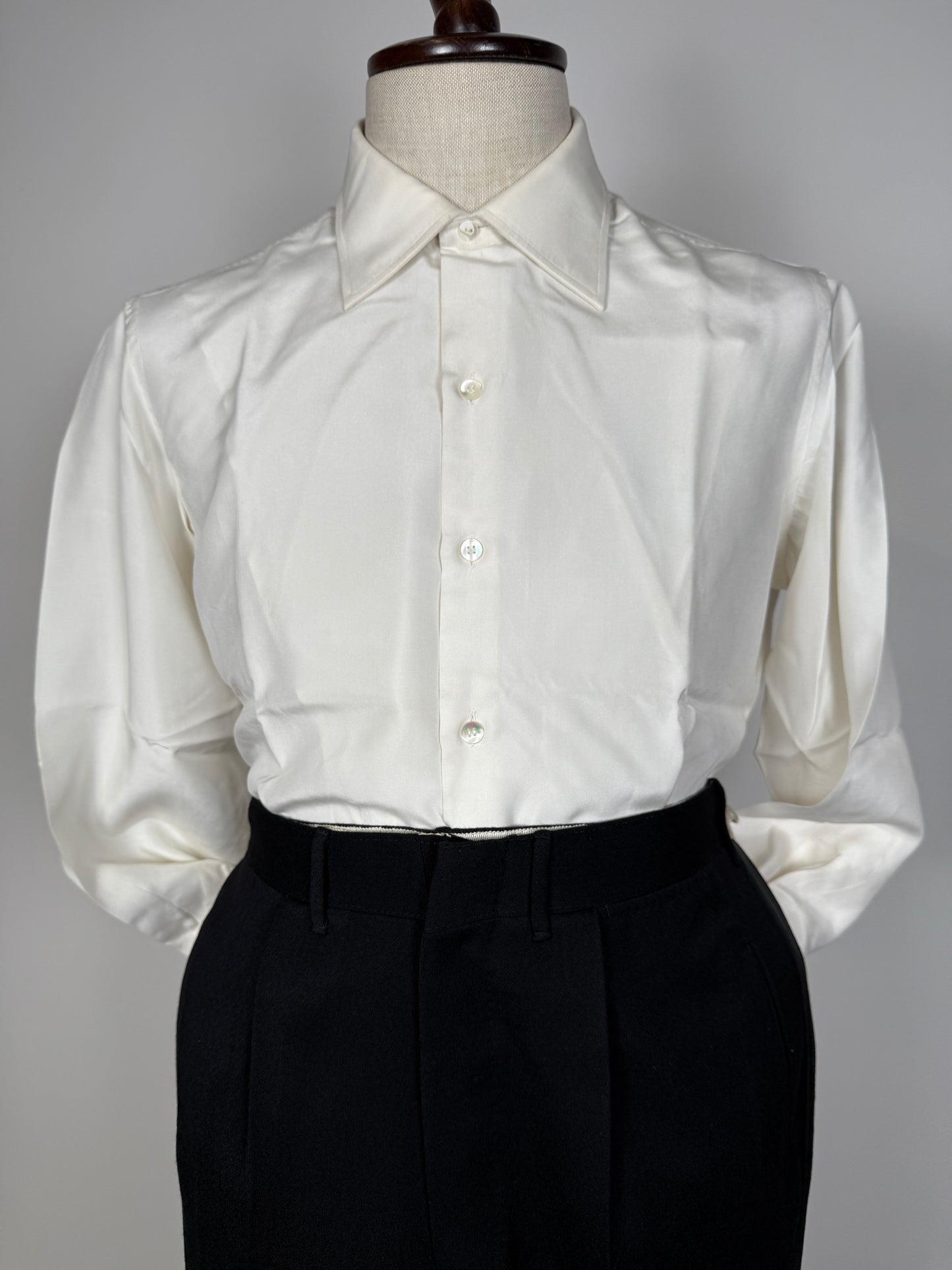 Camicia da smoking anni ‘70 in seta pura - collo 43 tg. L