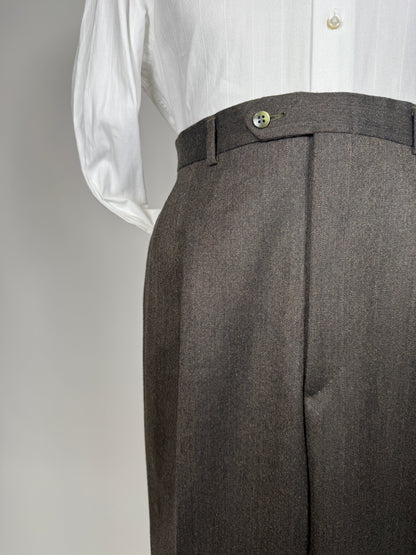 Pantaloni flanella marrone spigato - tg. 56/58