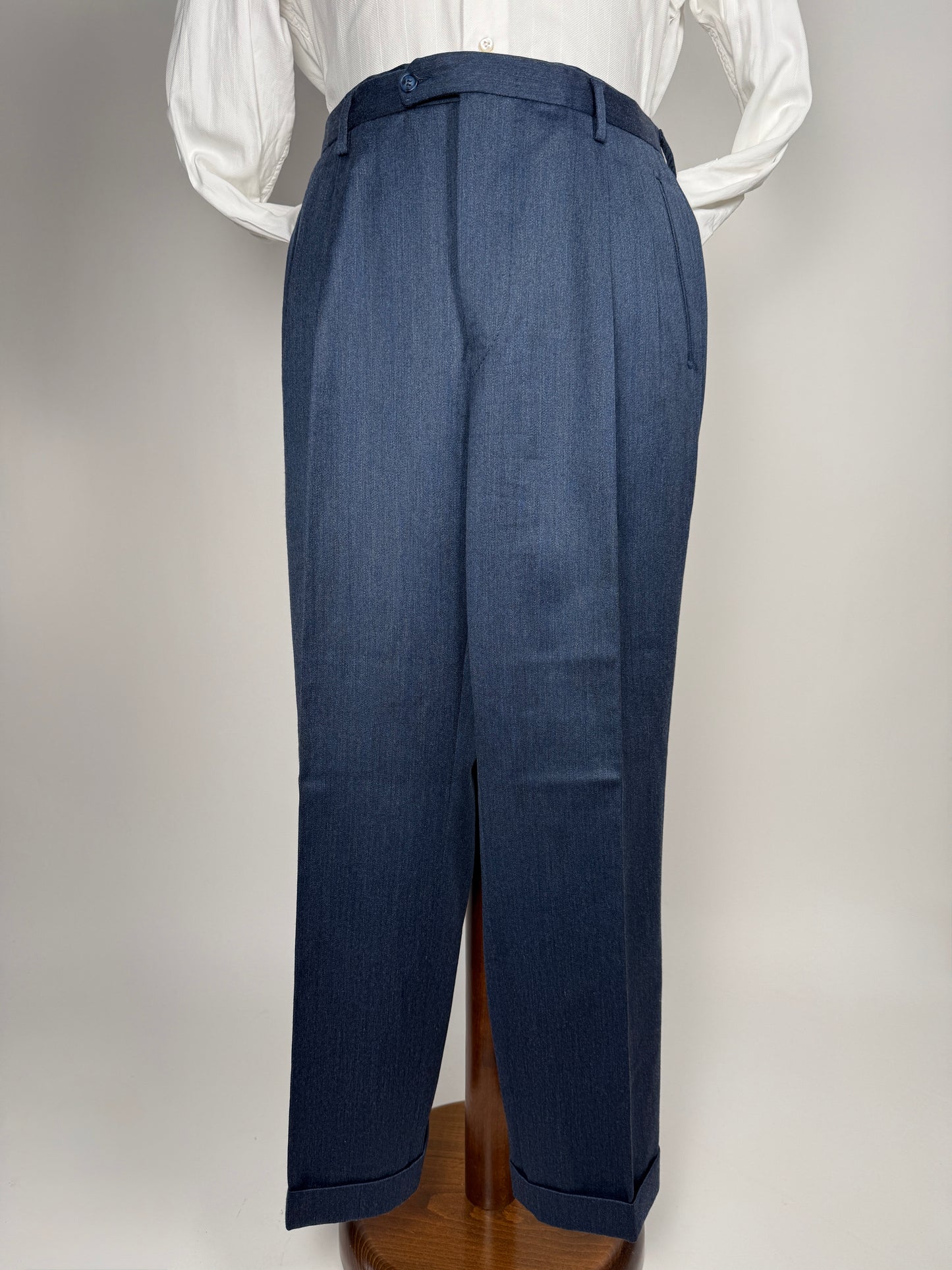 Pantaloni anni ‘80 flanella pettinata blu mélange - tg. 52