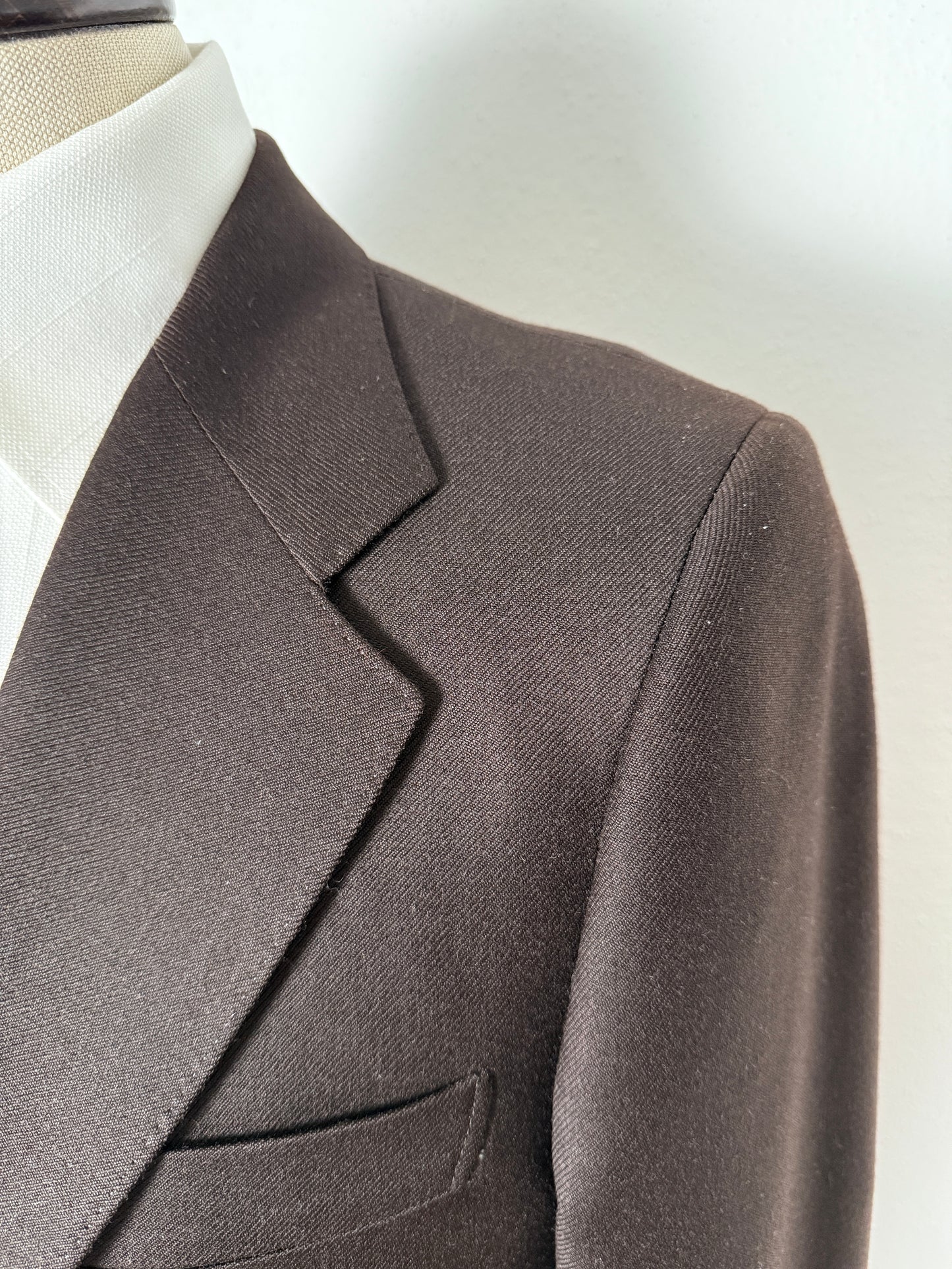 Completo 3 pezzi anni ‘70 a zampa in flanella marrone - tg. 44/46