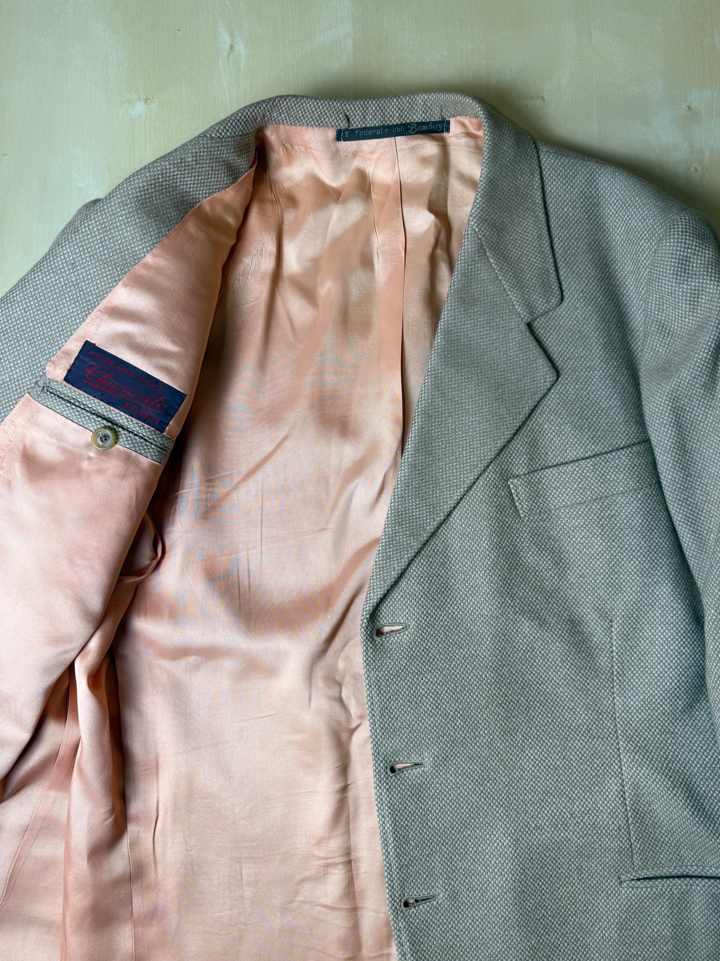 Giacca anni ‘60 sartoriale occhio di pernice color cammello - tg. 50/52