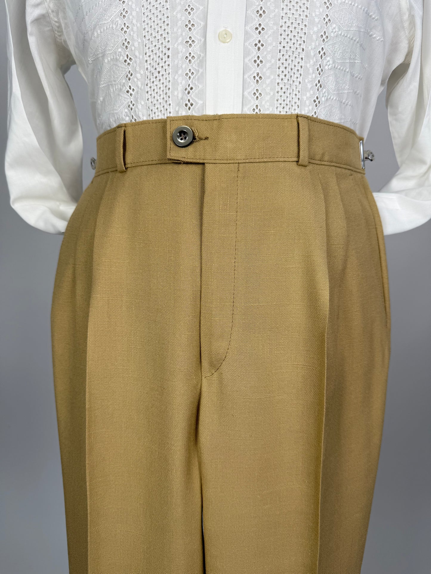 Completo doppiopetto estivo anni ‘70 in misto lino beige - tg. 44/46