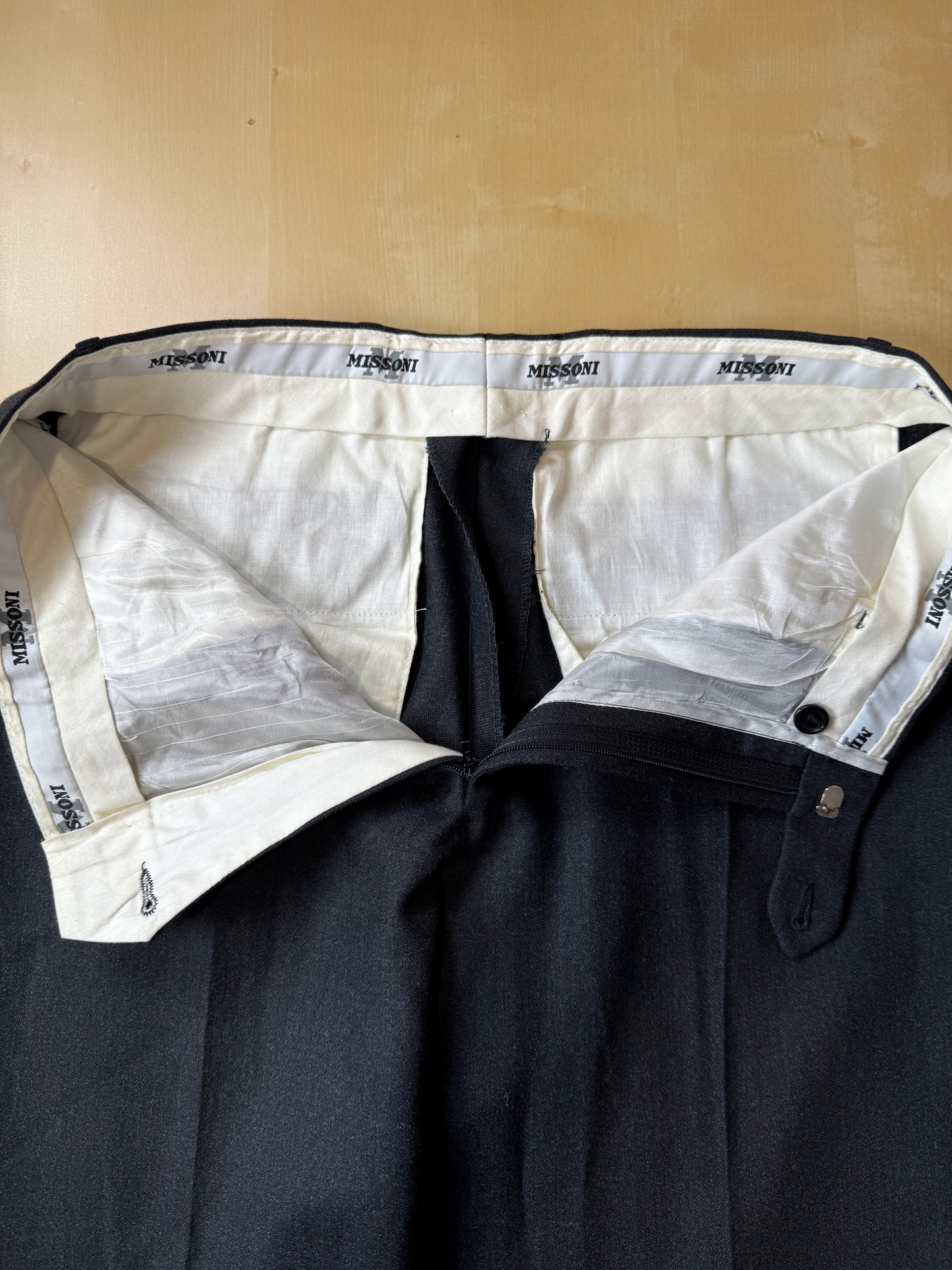 Completo Missoni anni ‘90 in flanella grigio antracite - tg. 48/50