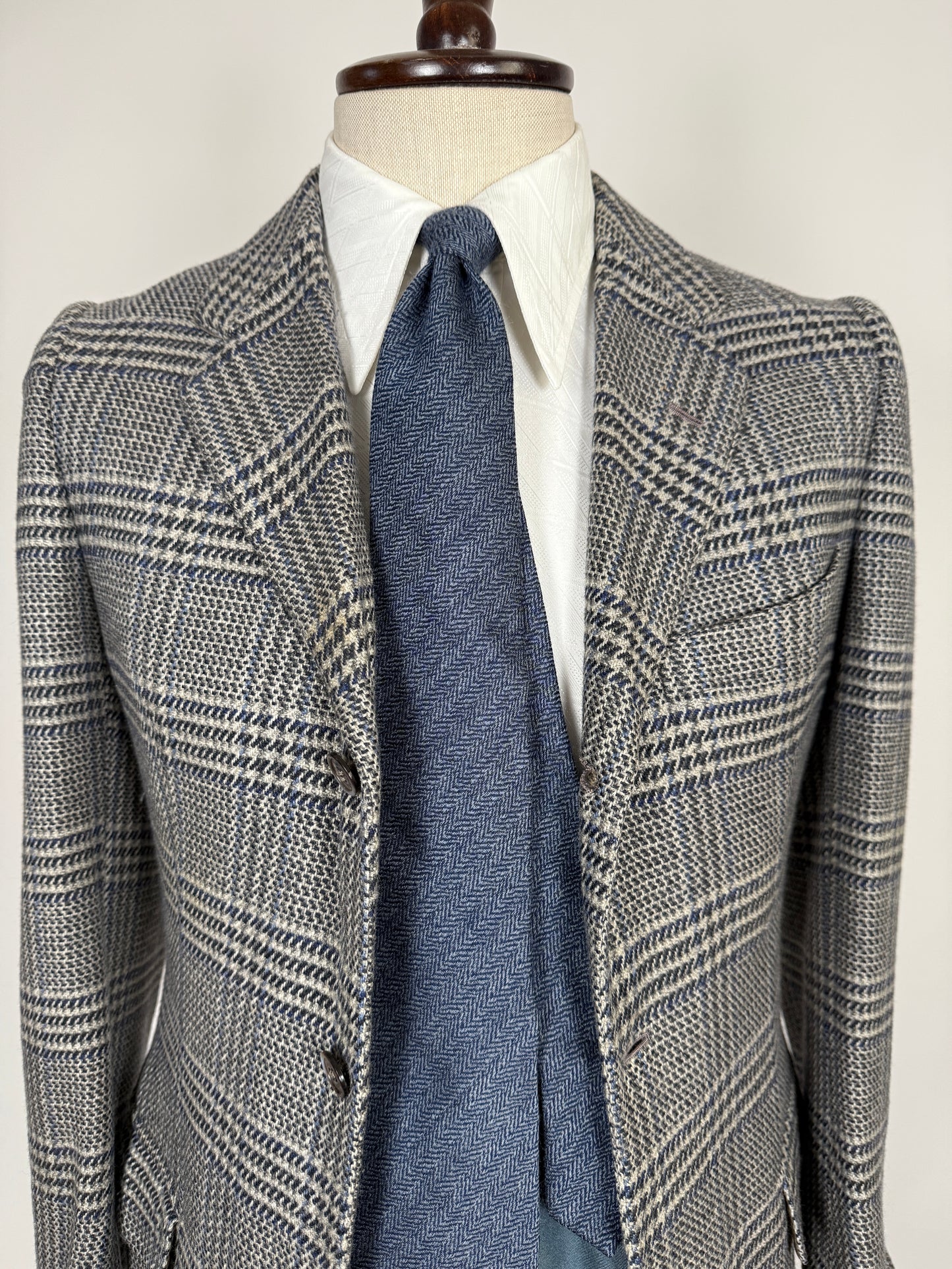 Giacca sportiva sartoriale anni ‘60 puro cashmere inserti in pelle - tg. 42
