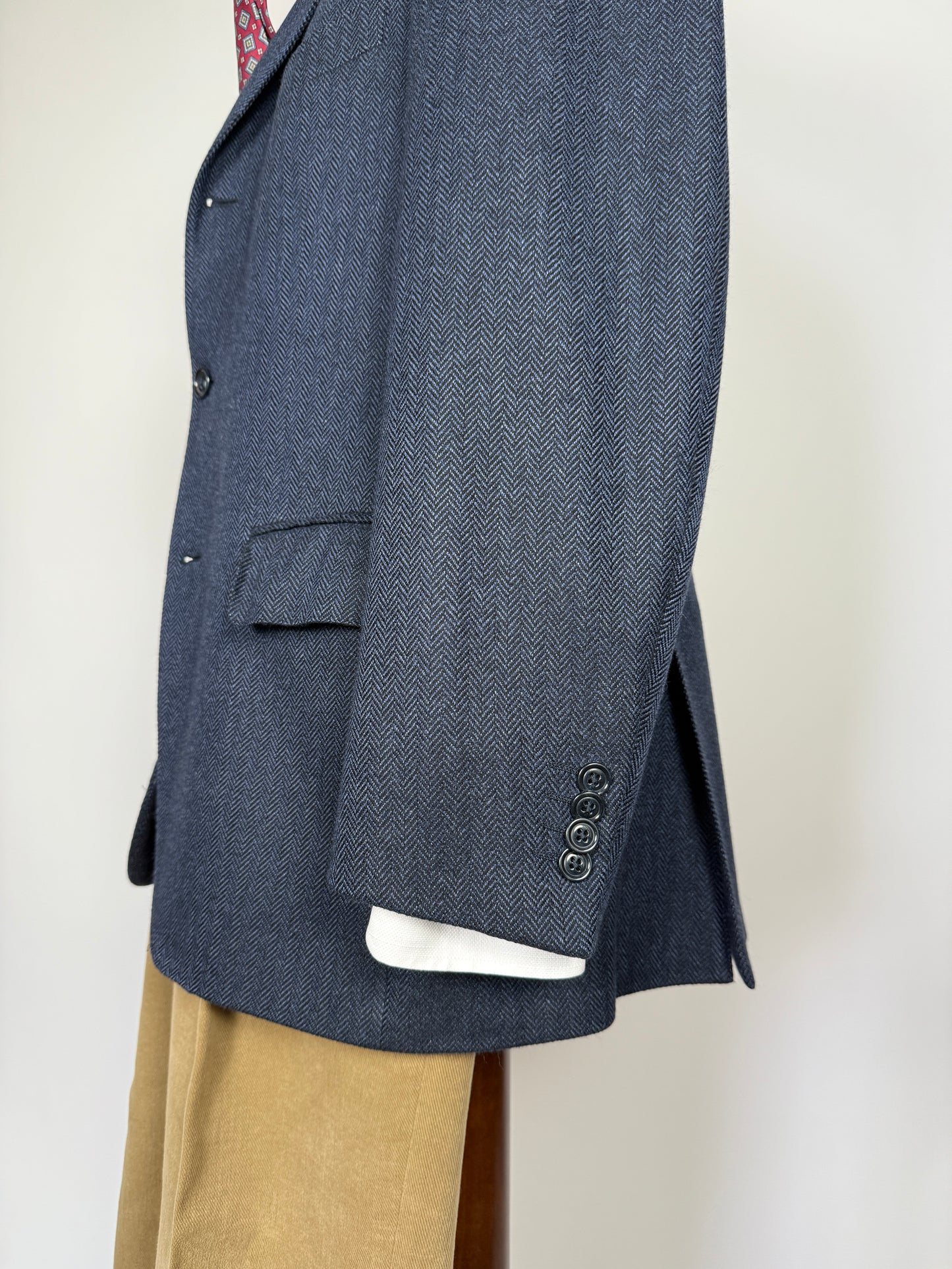 Giacca in puro cashmere spigato tessuto Loro Piana - tg. 50