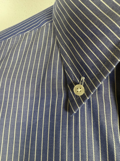 Camicia Ermenegildo Zegna Gritti blu riga in twill ritorto - L collo 42