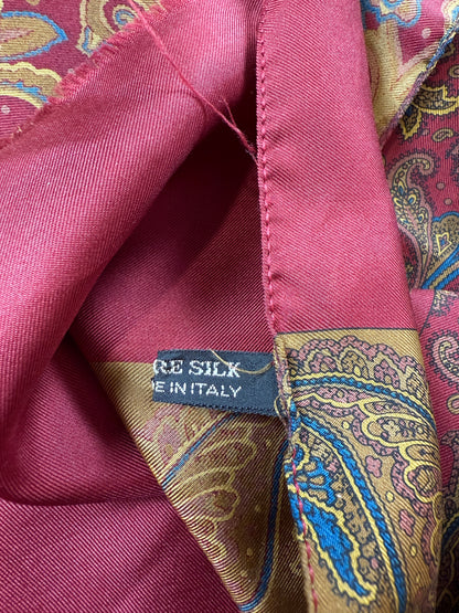 Sciarpa in seta paisley vintage rosso e cachi
