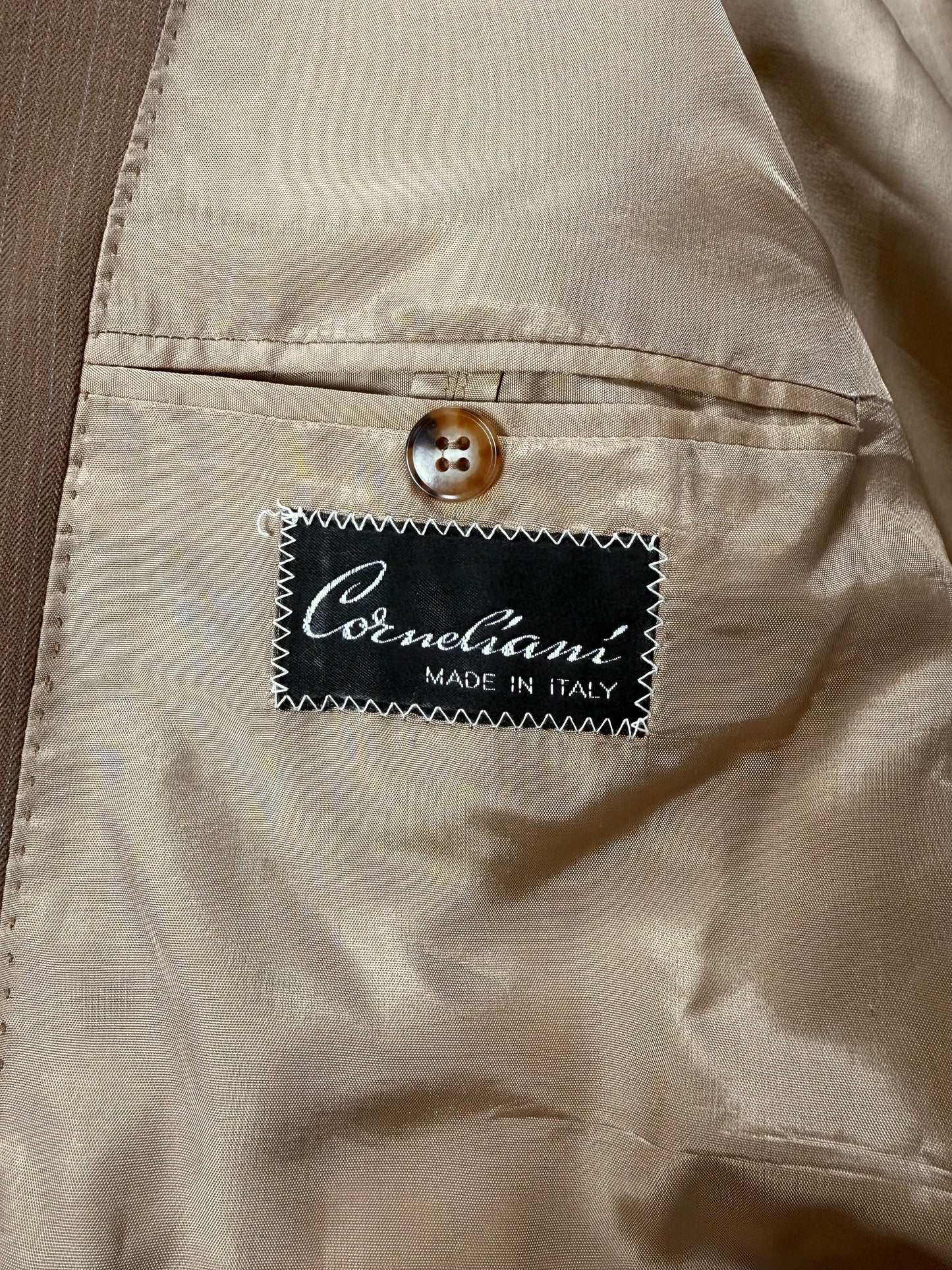 Completo Corneliani anni ‘70 lana pettinata marrone - tg. 48