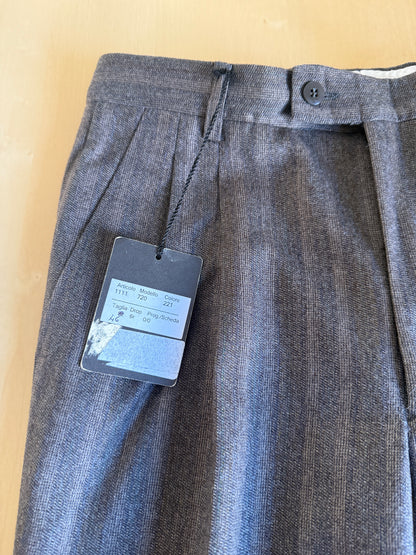 Pantaloni anni ‘70 in flanella marrone-grigio a righe (NOS) - tg. 44
