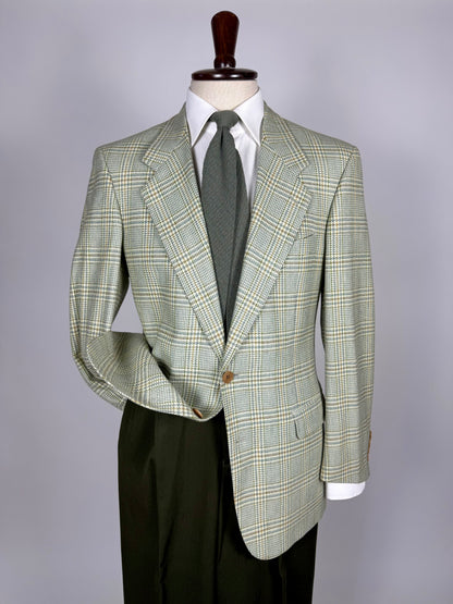 Giacca anni '80 principe Galles verde salvia lana e cashmere - tg. 48