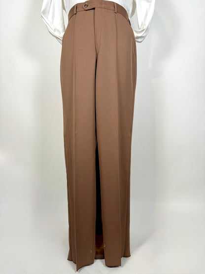 Pantaloni anni ‘70 in twill pettinato color cacao (NOS) - tg. 52