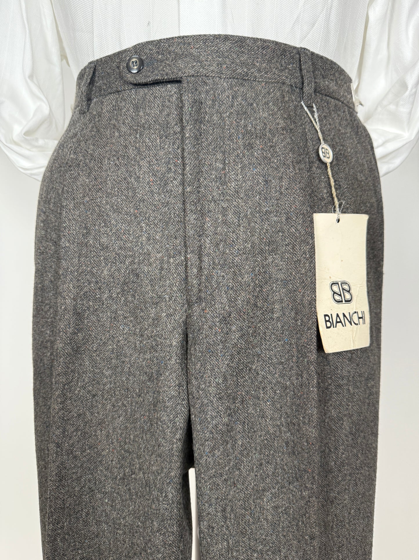 Pantaloni in tweed spinato donegal cachi/marrone (NOS) - tg. 46