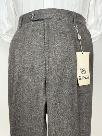 Pantaloni in tweed spinato donegal cachi/marrone (NOS) - tg. 46