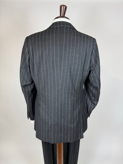 Completo gessato sartoriale in flanella lana e cashmere tessuto Loro Piana - tg. 50