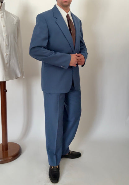 Completo anni '80 fresco lana bluette - tg. 52, pantaloni 48