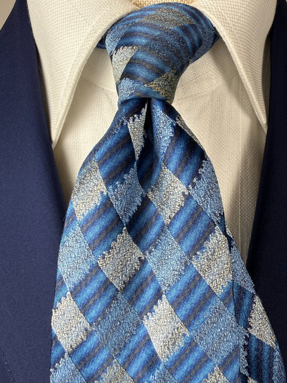 Cravatta Etro losanghe azzurro jacquard