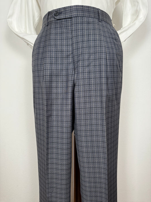 Pantalone in fresco lana anni '70/'80 a quadri blu (NOS) - tg. 46