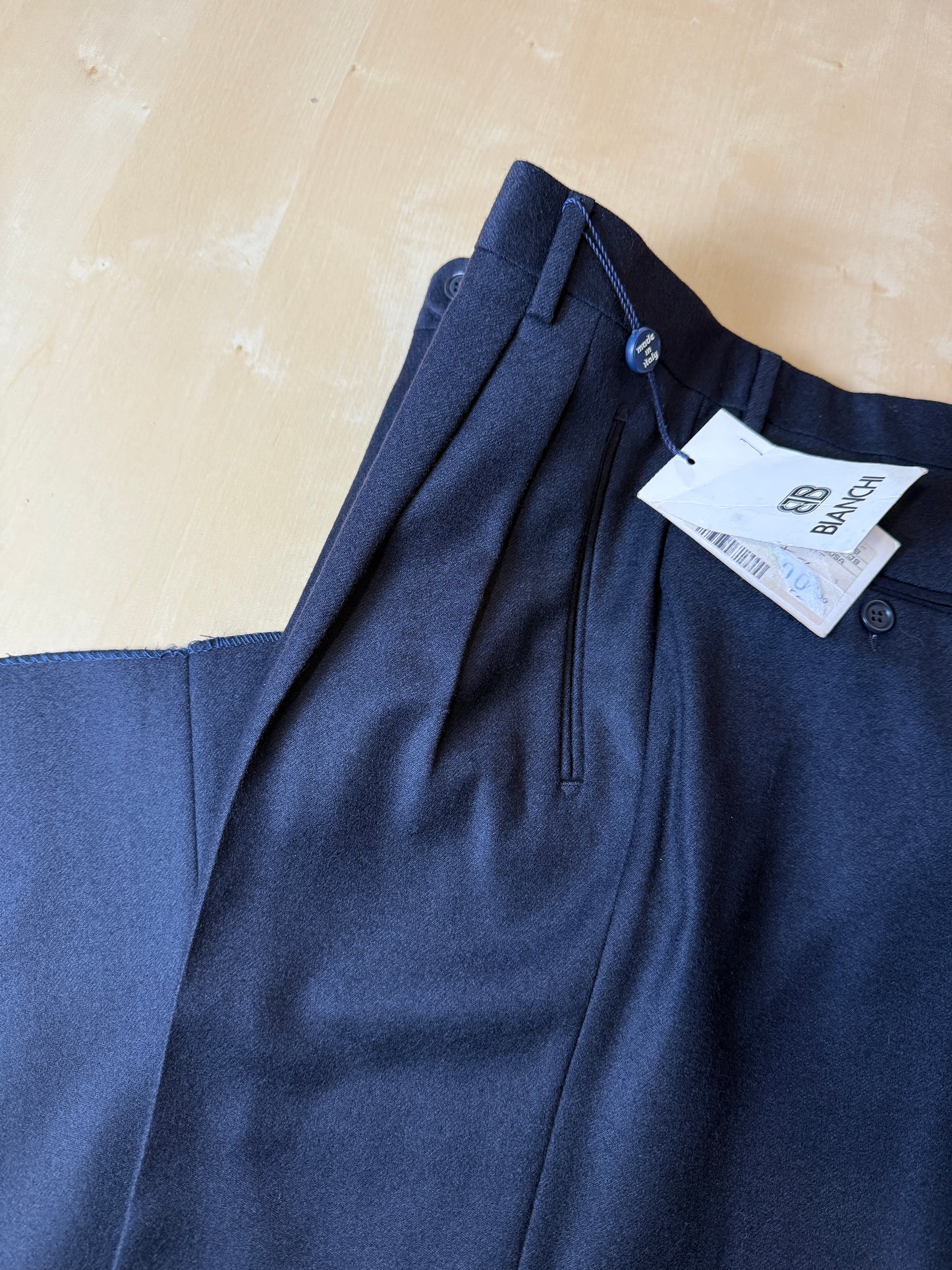 Pantaloni anni ‘80 flanella blu notte (NOS) - tg. 48/50