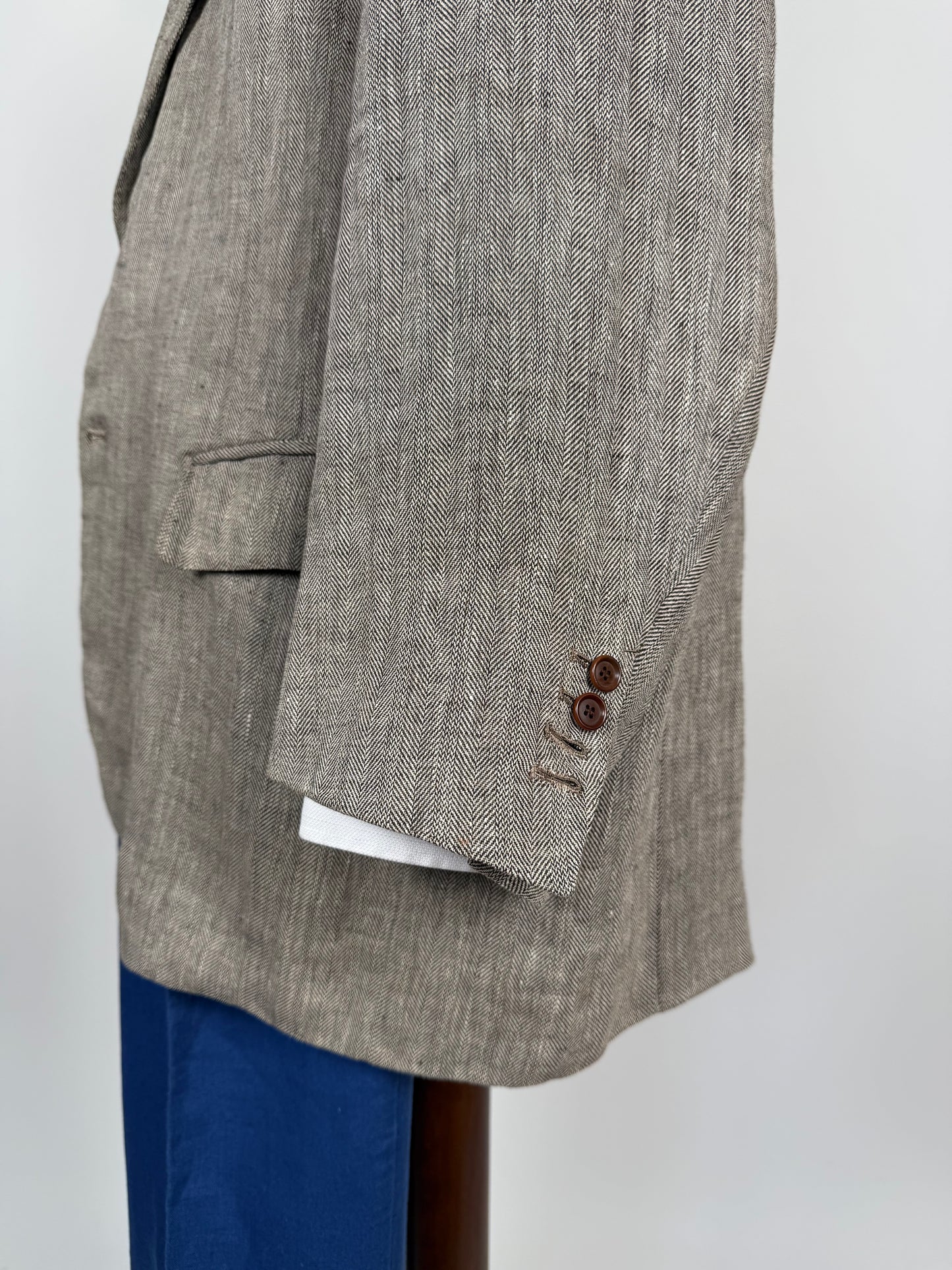 Giacca sartoriale in puro lino herringbone - tg. 60/62