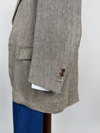 Giacca sartoriale in puro lino herringbone - tg. 60/62