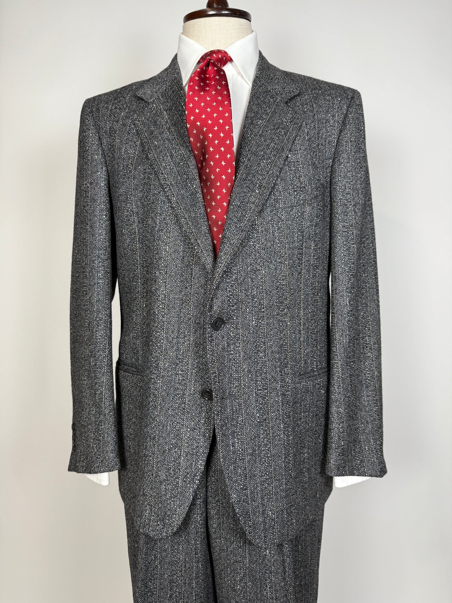 Completo anni ‘70/‘80 tweed lana e seta - tg. 52/54