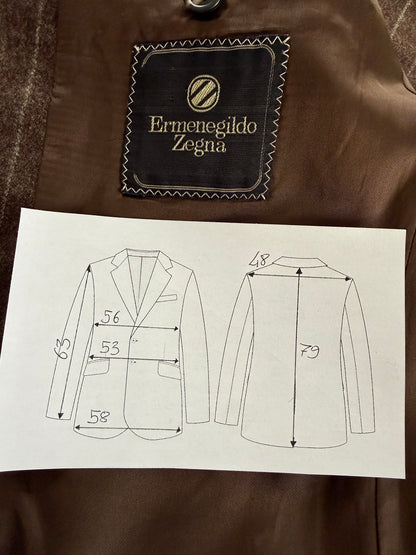 Giacca Ermenegildo Zegna anni ‘80 flanella marrone gessato - tg. 50