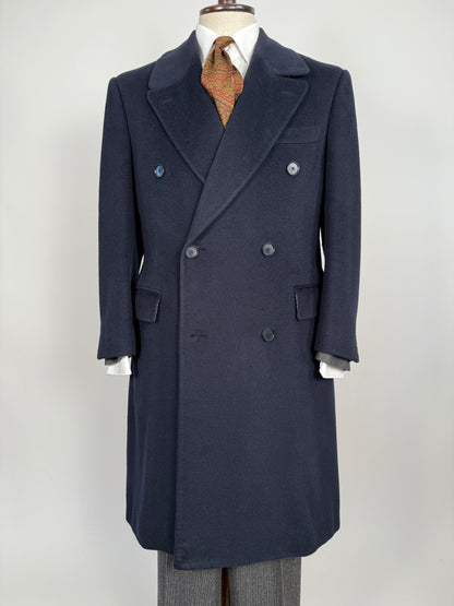 Cappotto in puro cammello blu con soffietto e martingala - tg. 48-52
