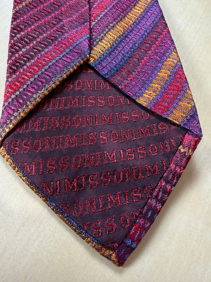 Cravatta Missoni righe rosso viola